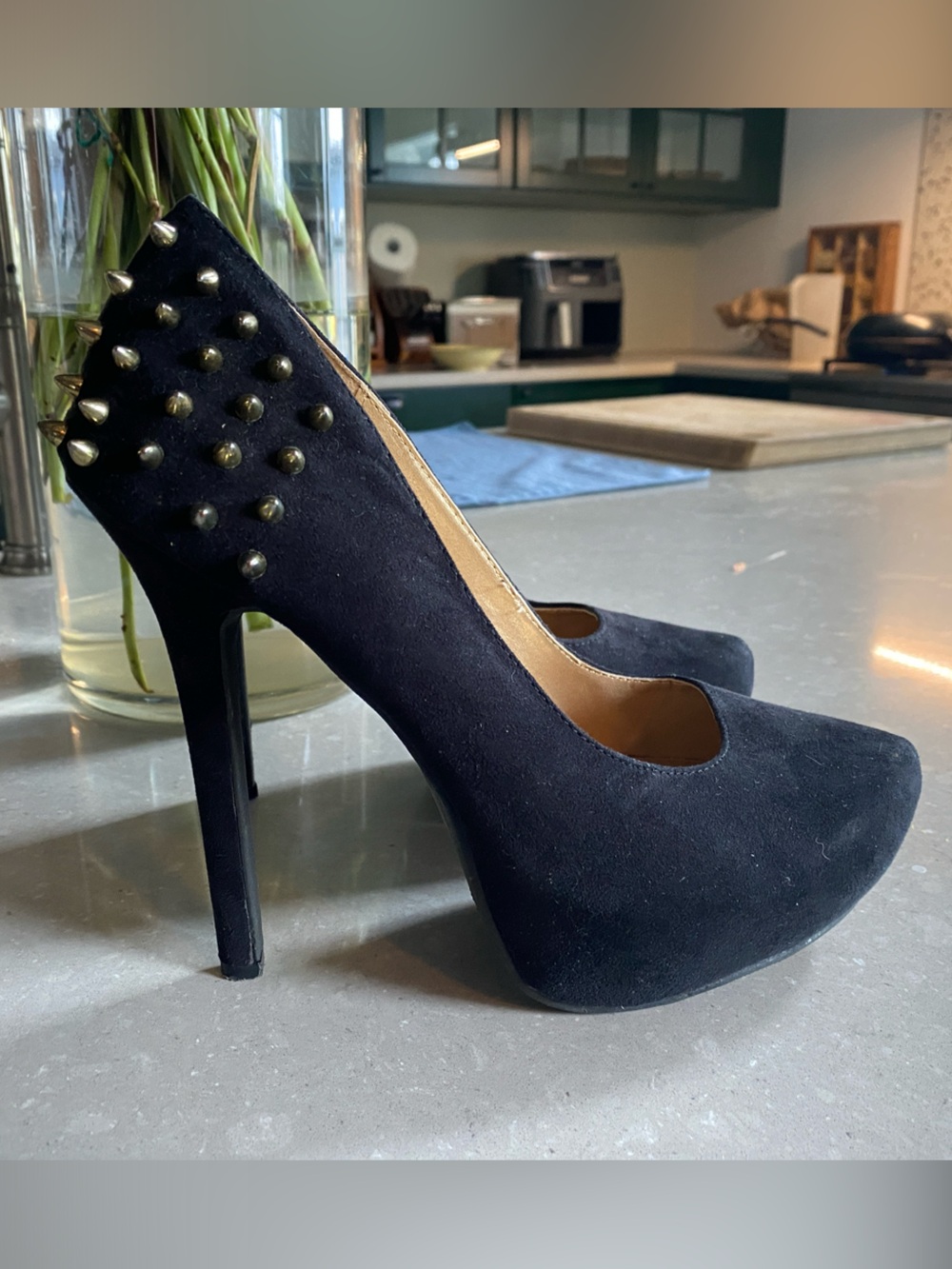 Forever 21 Black Studded Platform Pumps
